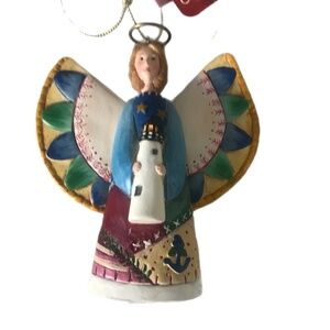 VTG Rare Cape Shore Guardian Angel Hand Painted Beach Lighthouse Ornament